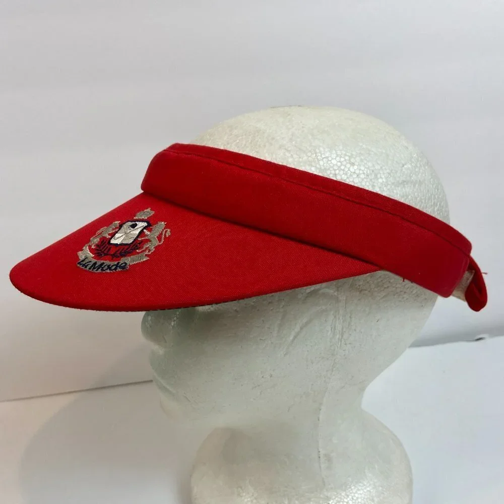 La Mode Visor Hat Sun Cap Red Embroidered lions